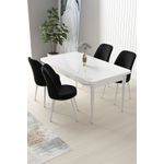 Casa si Gradina - Mobilier - Seturi de mobilier - Seturi living - Set masă dining cu scaune (5 bucăți) Hanah Home, PAL melaminat, 110 x 71 x 76 cm, alb/negru, 240CHR2179 - Infinity.ro
