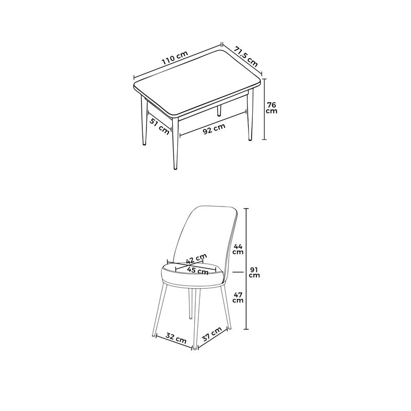 Casa si Gradina - Mobilier - Seturi de mobilier - Seturi living - Set masă dining cu scaune (5 bucăți) Hanah Home, PAL melaminat, 110 x 71 x 76 cm, alb/maro, 240CHR2183 - Infinity.ro