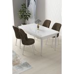 Casa si Gradina - Mobilier - Seturi de mobilier - Seturi living - Set masă dining cu scaune (5 bucăți) Hanah Home, PAL melaminat, 110 x 71 x 76 cm, alb/maro, 240CHR2183 - Infinity.ro