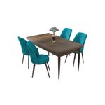 Casa si Gradina - Mobilier - Seturi de mobilier - Seturi living - Set masă dining cu scaune (5 bucăți) Hanah Home, PAL melaminat, 110 x 71 x 76 cm, baroque/turcoaz, 240CHR2217 - Infinity.ro