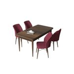Casa si Gradina - Mobilier - Seturi de mobilier - Seturi living - Set masă dining cu scaune (5 bucăți) Hanah Home, PAL melaminat, 110 x 71 x 76 cm, baroque/bordo, 240CHR2167 - Infinity.ro