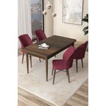 Casa si Gradina - Mobilier - Seturi de mobilier - Seturi living - Set masă dining cu scaune (5 bucăți) Hanah Home, PAL melaminat, 110 x 71 x 76 cm, baroque/bordo, 240CHR2167 - Infinity.ro