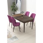 Casa si Gradina - Mobilier - Seturi de mobilier - Seturi living - Set masă dining cu scaune (5 bucăți) Hanah Home, PAL melaminat, 110 x 71 x 76 cm, baroque/mov, 240CHR2220 - Infinity.ro