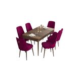 Casa si Gradina - Mobilier - Seturi de mobilier - Seturi living - Set masă extensibilă cu scaune (7 bucăți) Hanah Home, MDF, 132 x 80 x 78 cm, baroque/damson, 240CHR2417 - Infinity.ro