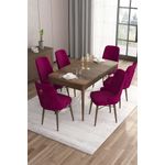 Casa si Gradina - Mobilier - Seturi de mobilier - Seturi living - Set masă extensibilă cu scaune (7 bucăți) Hanah Home, MDF, 132 x 80 x 78 cm, baroque/damson, 240CHR2417 - Infinity.ro