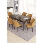 Casa si Gradina - Mobilier - Seturi de mobilier - Seturi living - Set masă extensibilă cu scaune (7 bucăți) Hanah Home, MDF, 132 x 80 x 78 cm, baroque/cappuccino, 240CHR2450 - Infinity.ro