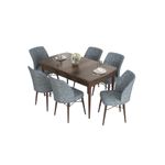 Casa si Gradina - Mobilier - Seturi de mobilier - Seturi living - Set masă extensibilă cu scaune (7 bucăți) Hanah Home, MDF, 132 x 80 x 78 cm, baroque/gri, 240CHR2451 - Infinity.ro