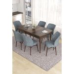 Casa si Gradina - Mobilier - Seturi de mobilier - Seturi living - Set masă extensibilă cu scaune (7 bucăți) Hanah Home, MDF, 132 x 80 x 78 cm, baroque/gri, 240CHR2451 - Infinity.ro