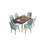 Casa si Gradina - Mobilier - Seturi de mobilier - Seturi living - Set masă extensibilă cu scaune (7 bucăți) Hanah Home, MDF, 132 x 80 x 78 cm, baroque/sea verde, 240CHR2415 - Infinity.ro