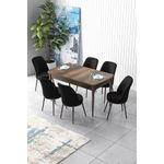 Casa si Gradina - Mobilier - Seturi de mobilier - Seturi living - Set masă extensibilă cu scaune (7 bucăți) Hanah Home, MDF, 132 x 80 x 78 cm, baroque/negru, 240CHR2614 - Infinity.ro