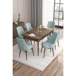 Casa si Gradina - Mobilier - Seturi de mobilier - Seturi living - Set masă extensibilă cu scaune (7 bucăți) Hanah Home, MDF, 132 x 80 x 78 cm, baroque/sea verde, 240CHR2415 - Infinity.ro