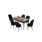 Casa si Gradina - Mobilier - Seturi de mobilier - Seturi living - Set masă extensibilă cu scaune (7 bucăți) Hanah Home, MDF, 132 x 80 x 78 cm, baroque/negru, 240CHR2614 - Infinity.ro