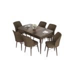 Casa si Gradina - Mobilier - Seturi de mobilier - Seturi living - Set masă extensibilă cu scaune (7 bucăți) Hanah Home, MDF, 132 x 80 x 78 cm, baroque/maro, 240CHR2453 - Infinity.ro
