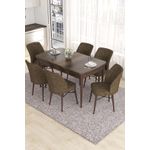 Casa si Gradina - Mobilier - Seturi de mobilier - Seturi living - Set masă extensibilă cu scaune (7 bucăți) Hanah Home, MDF, 132 x 80 x 78 cm, baroque/maro, 240CHR2453 - Infinity.ro