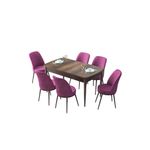 Casa si Gradina - Mobilier - Seturi de mobilier - Seturi living - Set masă extensibilă cu scaune (7 bucăți) Hanah Home, MDF, 132 x 80 x 78 cm, baroque/mov, 240CHR2625 - Infinity.ro