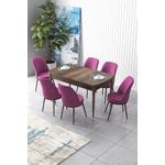 Casa si Gradina - Mobilier - Seturi de mobilier - Seturi living - Set masă extensibilă cu scaune (7 bucăți) Hanah Home, MDF, 132 x 80 x 78 cm, baroque/mov, 240CHR2625 - Infinity.ro