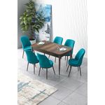 Casa si Gradina - Mobilier - Seturi de mobilier - Seturi living - Set masă extensibilă cu scaune (7 bucăți) Hanah Home, MDF, 132 x 80 x 78 cm, baroque/turcoaz, 240CHR2622 - Infinity.ro