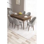Casa si Gradina - Mobilier - Seturi de mobilier - Seturi living - Set masă extensibilă cu scaune (7 bucăți) Hanah Home, MDF, 170 x 80 x 78 cm, baroque/gri, 240CHR2576 - Infinity.ro