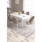 Casa si Gradina - Mobilier - Seturi de mobilier - Seturi living - Set masă extensibilă cu scaune (7 bucăți) Hanah Home, MDF, 170 x 80 x 78 cm, alb/cappuccino, 240CHR2555 - Infinity.ro