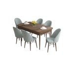 Casa si Gradina - Mobilier - Seturi de mobilier - Seturi living - Set masă extensibilă cu scaune (7 bucăți) Hanah Home, MDF, 170 x 80 x 78 cm, baroque/sea verde, 240CHR2580 - Infinity.ro