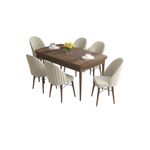 Casa si Gradina - Mobilier - Seturi de mobilier - Seturi living - Set masă extensibilă cu scaune (7 bucăți) Hanah Home, MDF, 170 x 80 x 78 cm, baroque/crem, 240CHR2577 - Infinity.ro