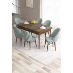 Casa si Gradina - Mobilier - Seturi de mobilier - Seturi living - Set masă extensibilă cu scaune (7 bucăți) Hanah Home, MDF, 170 x 80 x 78 cm, baroque/sea verde, 240CHR2580 - Infinity.ro