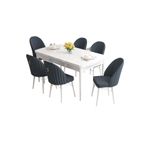 Casa si Gradina - Mobilier - Seturi de mobilier - Seturi living - Set masă extensibilă cu scaune (7 bucăți) Hanah Home, MDF, 170 x 80 x 78 cm, alb/antracit, 240CHR2554 - Infinity.ro