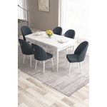 Casa si Gradina - Mobilier - Seturi de mobilier - Seturi living - Set masă extensibilă cu scaune (7 bucăți) Hanah Home, MDF, 170 x 80 x 78 cm, alb/antracit, 240CHR2554 - Infinity.ro