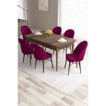 Casa si Gradina - Mobilier - Seturi de mobilier - Seturi living - Set masă extensibilă cu scaune (7 bucăți) Hanah Home, MDF, 170 x 80 x 78 cm, baroque/damson, 240CHR2582 - Infinity.ro