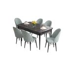Casa si Gradina - Mobilier - Seturi de mobilier - Seturi living - Set masă extensibilă cu scaune (7 bucăți) Hanah Home, MDF, 170 x 80 x 78 cm, negru marble/sea verde, 240CHR2570 - Infinity.ro