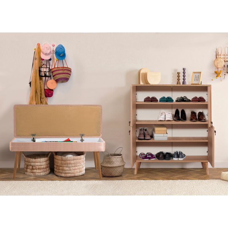 Casa si Gradina - Mobilier - Seturi de mobilier - Seturi living - Set mobilier hol Hanah Home, PAL melaminat, 95 x 36 x 111 cm, stejar sonoma/piatră, catifea, 869VEL8525 - Infinity.ro