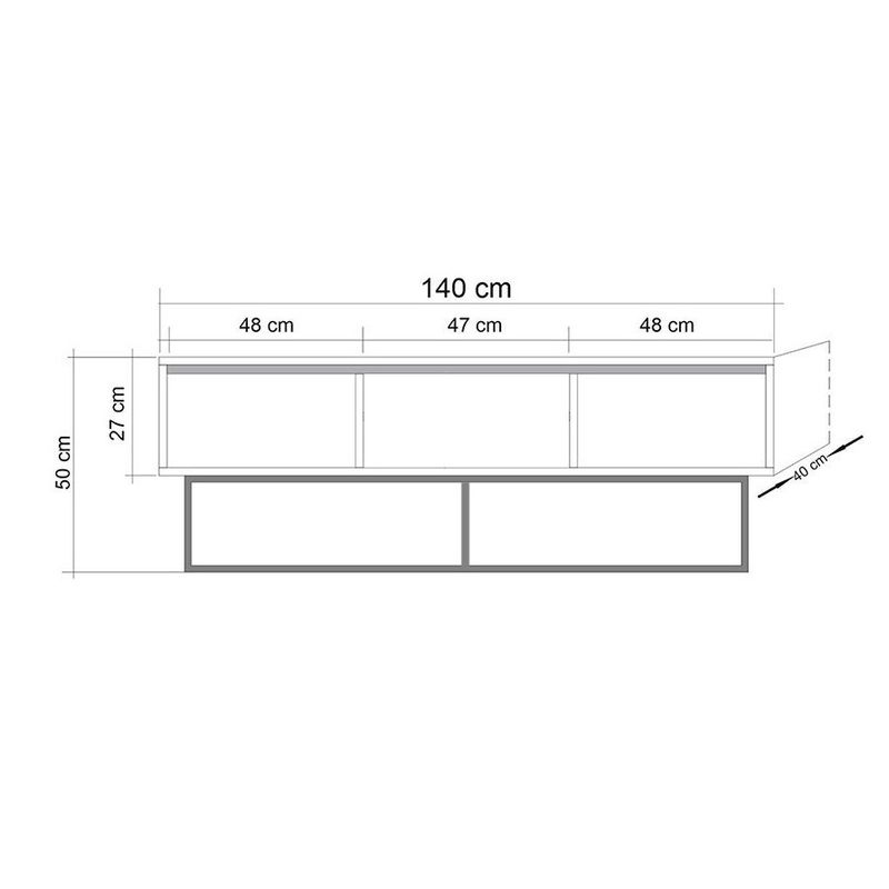 Casa si Gradina - Mobilier - Seturi de mobilier - Seturi living - Set mobilier living Hanah Home, PAL melaminat, 140 x 40 x 50 cm, nuc/negru, 863SPH5495 - Infinity.ro