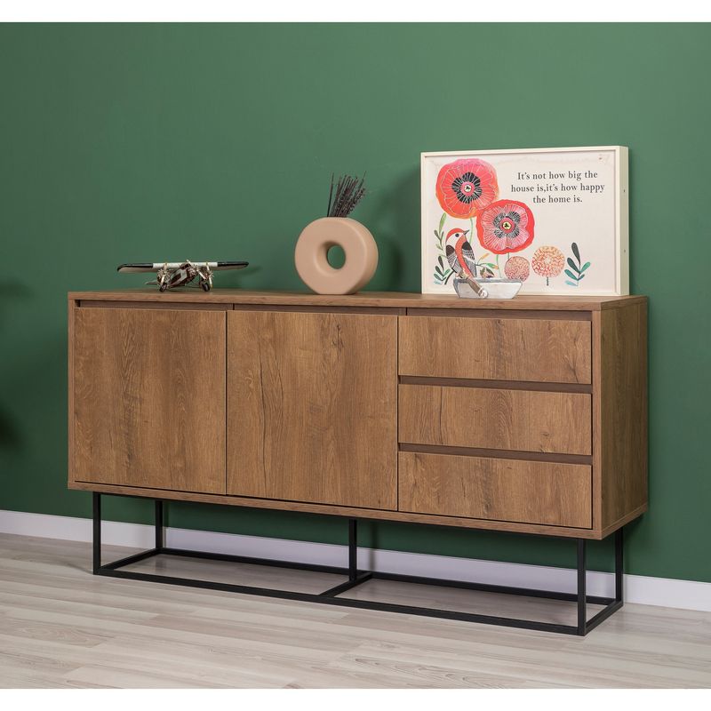 Casa si Gradina - Mobilier - Seturi de mobilier - Seturi living - Set mobilier living Hanah Home, PAL melaminat, 140 x 40 x 50 cm, nuc/negru, 863SPH5495 - Infinity.ro