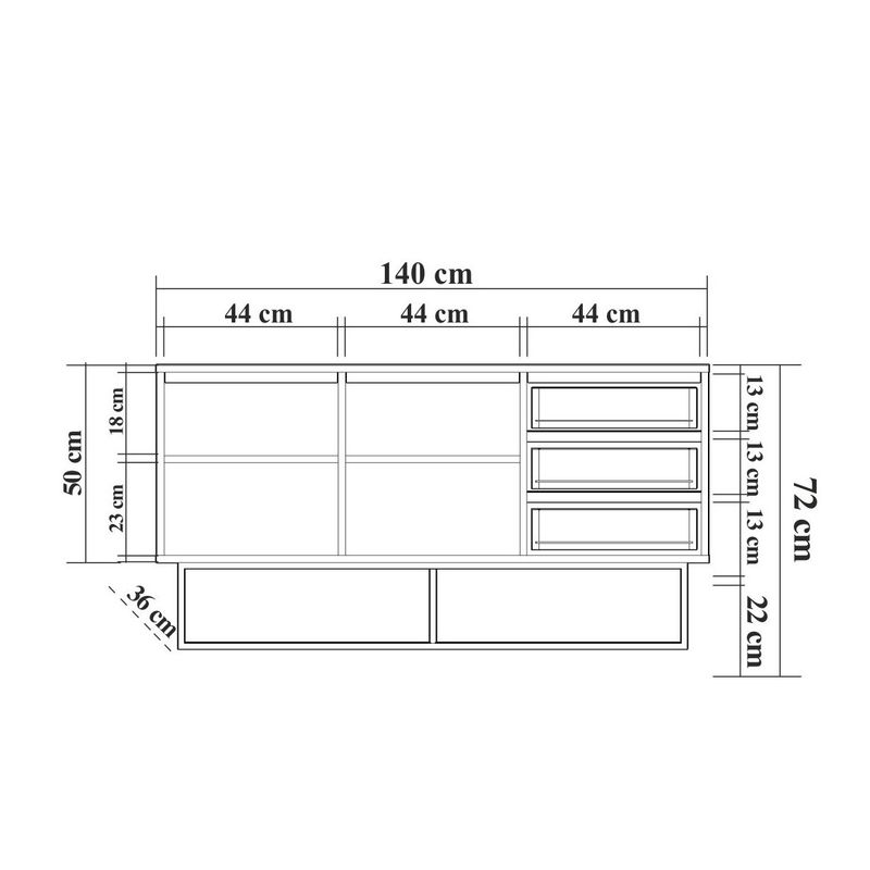 Casa si Gradina - Mobilier - Seturi de mobilier - Seturi living - Set mobilier living Hanah Home, PAL melaminat, 140 x 40 x 50 cm, nuc/negru, 863SPH5495 - Infinity.ro
