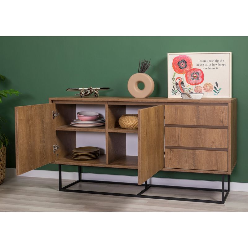Casa si Gradina - Mobilier - Seturi de mobilier - Seturi living - Set mobilier living Hanah Home, PAL melaminat, 140 x 40 x 50 cm, nuc/negru, 863SPH5495 - Infinity.ro