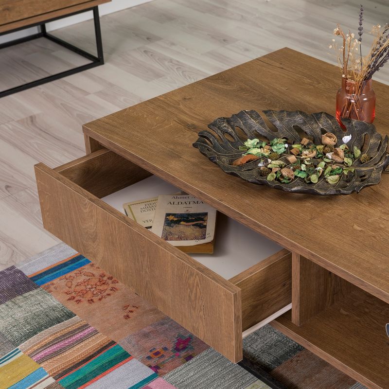 Casa si Gradina - Mobilier - Seturi de mobilier - Seturi living - Set mobilier living Hanah Home, PAL melaminat, 140 x 40 x 50 cm, nuc/negru, 863SPH5496 - Infinity.ro