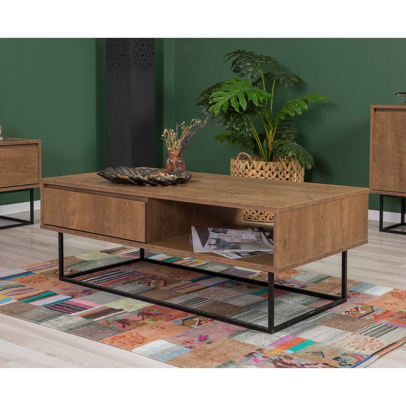 Casa si Gradina - Mobilier - Seturi de mobilier - Seturi living - Set mobilier living Hanah Home, PAL melaminat, 140 x 40 x 50 cm, nuc/negru, 863SPH5496 - Infinity.ro