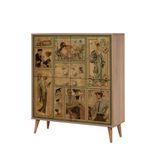 Casa si Gradina - Mobilier - Seturi de mobilier - Seturi living - Set mobilier hol Hanah Home, PAL melaminat, 95 x 36 x 111 cm, stejar sonoma/verde, 869VEL8517 - Infinity.ro