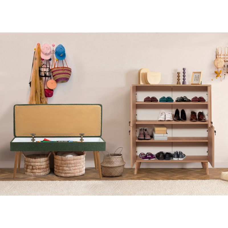 Casa si Gradina - Mobilier - Seturi de mobilier - Seturi living - Set mobilier hol Hanah Home, PAL melaminat, 95 x 36 x 111 cm, stejar sonoma/verde, 869VEL8517 - Infinity.ro