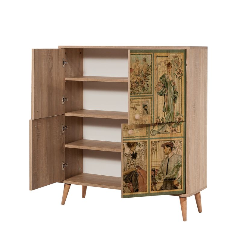 Casa si Gradina - Mobilier - Seturi de mobilier - Seturi living - Set mobilier hol Hanah Home, PAL melaminat, 95 x 36 x 111 cm, stejar sonoma/verde, 869VEL8517 - Infinity.ro