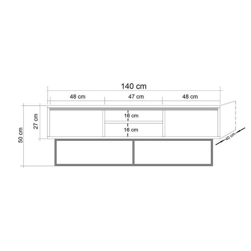 Casa si Gradina - Mobilier - Seturi de mobilier - Seturi living - Set mobilier living Hanah Home, PAL melaminat, 140 x 40 x 50 cm, nuc/negru, 863SPH5485 - Infinity.ro