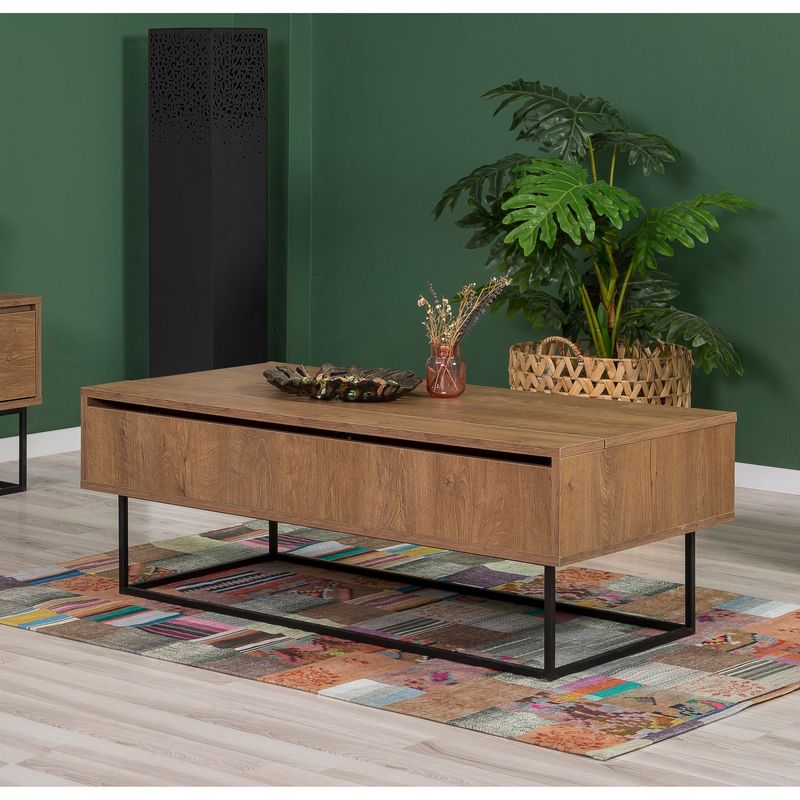 Casa si Gradina - Mobilier - Seturi de mobilier - Seturi living - Set mobilier living Hanah Home, PAL melaminat, 140 x 40 x 50 cm, nuc/negru, 863SPH5485 - Infinity.ro