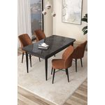 Casa si Gradina - Mobilier - Seturi de mobilier - Seturi living - Set masă dining cu scaune (5 bucăți) Hanah Home, PAL melaminat, 110 x 71 x 76 cm, negru marble/roșu cărămiziu, 240CHR2158 - Infinity.ro