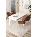 Casa si Gradina - Mobilier - Seturi de mobilier - Seturi living - Set masă dining cu scaune (5 bucăți) Hanah Home, PAL melaminat, 110 x 71 x 76 cm, alb/roșu cărămiziu, 240CHR2143 - Infinity.ro