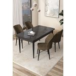 Casa si Gradina - Mobilier - Seturi de mobilier - Seturi living - Set masă dining cu scaune (5 bucăți) Hanah Home, PAL melaminat, 110 x 71 x 76 cm, negru marble/maro, 240CHR2153 - Infinity.ro