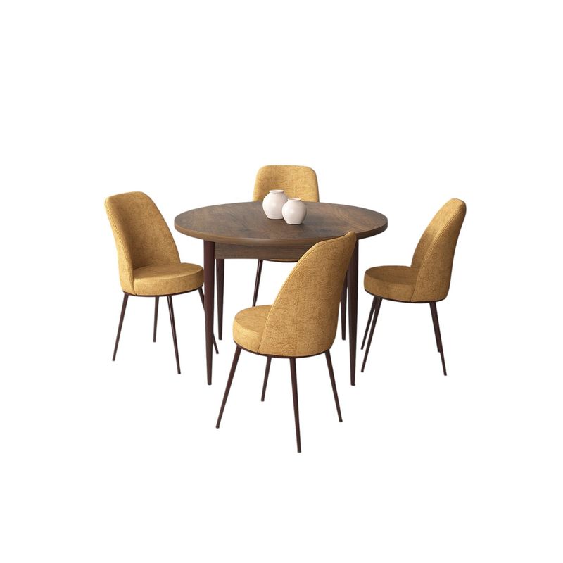 Casa si Gradina - Mobilier - Seturi de mobilier - Seturi living - Set masă dining cu scaune (5 bucăți) Hanah Home, PAL melaminat, 90 x 90 x 75 cm, baroque/cappuccino, 240CHR2320 - Infinity.ro
