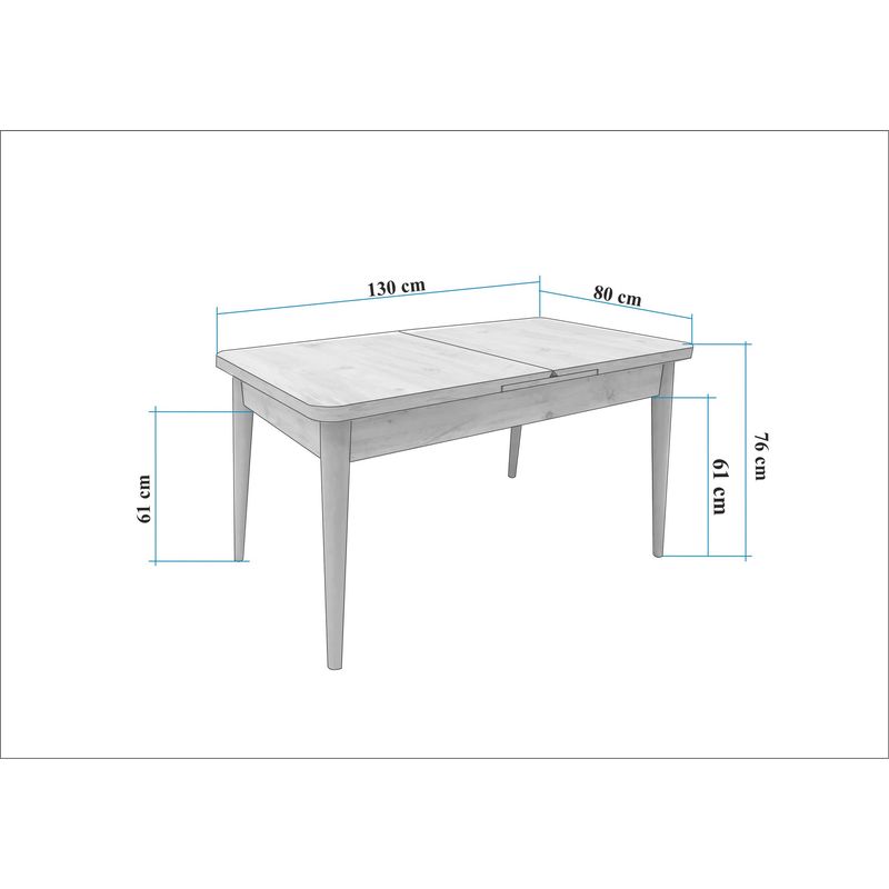 Casa si Gradina - Mobilier - Seturi de mobilier - Seturi living - Set masă extensibilă (5 bucăți), scaune/consolă Hanah Home, PAL melaminat, 130 x 80 x 76 cm, nuc/albastru închis, 869VEL8788 - Infinity.ro