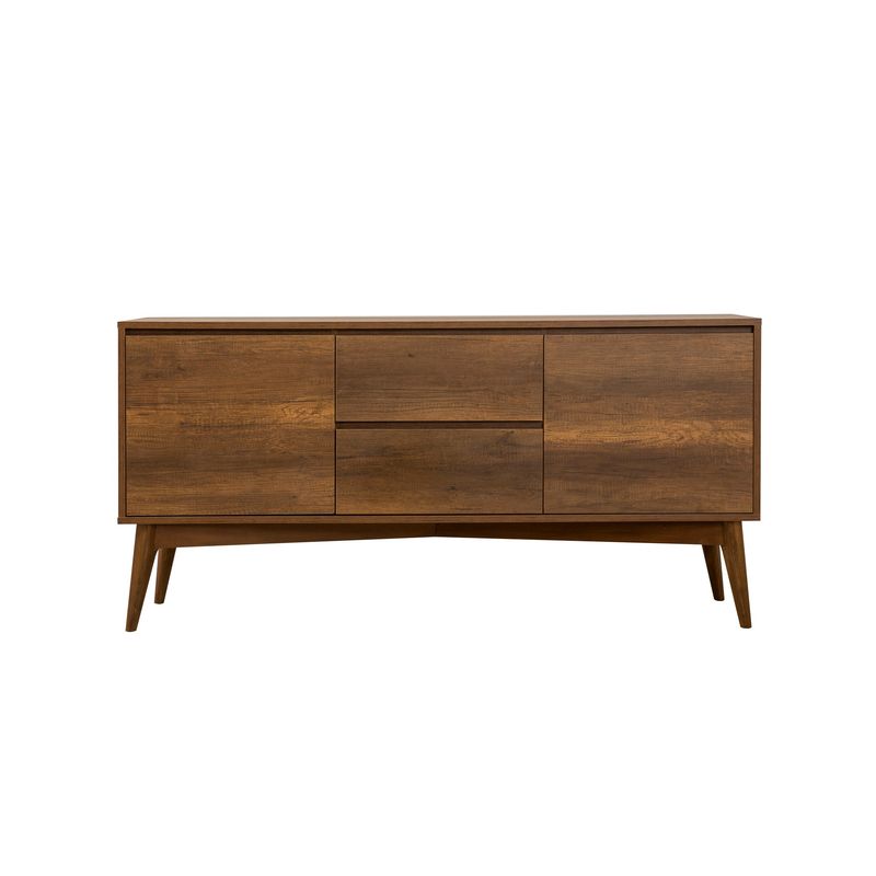 Casa si Gradina - Mobilier - Seturi de mobilier - Seturi living - Set masă extensibilă (5 bucăți), scaune/consolă Hanah Home, PAL melaminat, 130 x 80 x 76 cm, nuc/albastru închis, 869VEL8788 - Infinity.ro