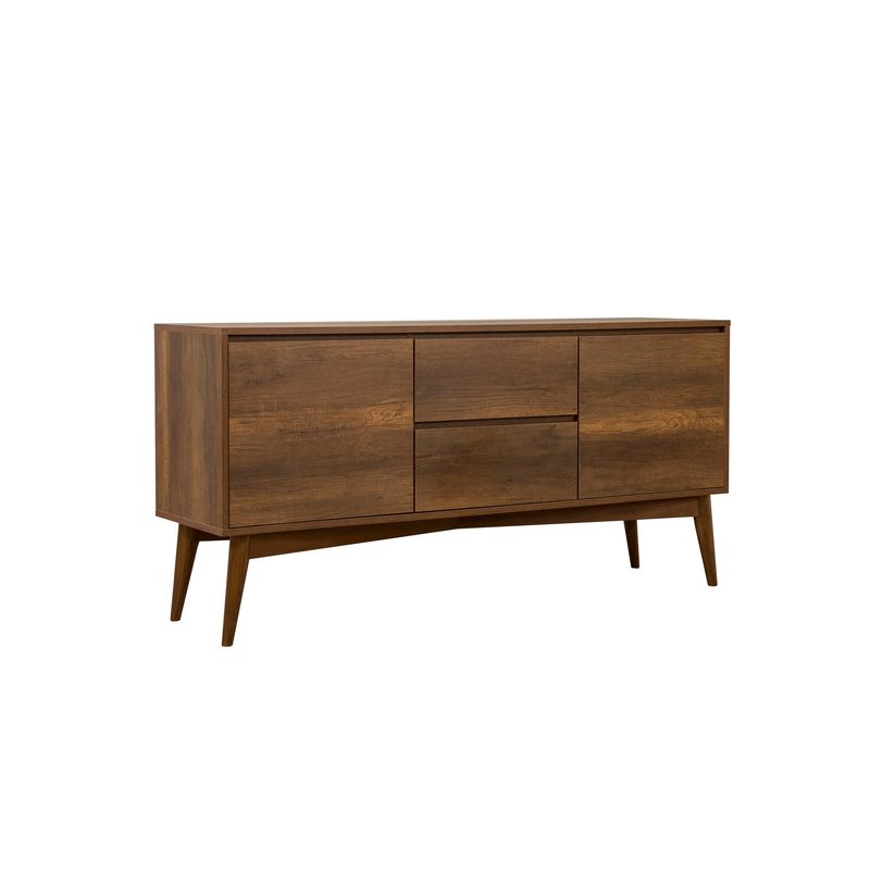 Casa si Gradina - Mobilier - Seturi de mobilier - Seturi living - Set masă extensibilă (5 bucăți), scaune/consolă Hanah Home, PAL melaminat, 130 x 80 x 76 cm, nuc/albastru închis, 869VEL8788 - Infinity.ro