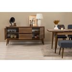 Casa si Gradina - Mobilier - Seturi de mobilier - Seturi living - Set masă extensibilă (5 bucăți), scaune/consolă Hanah Home, PAL melaminat, 130 x 80 x 76 cm, nuc/albastru închis, 869VEL8788 - Infinity.ro